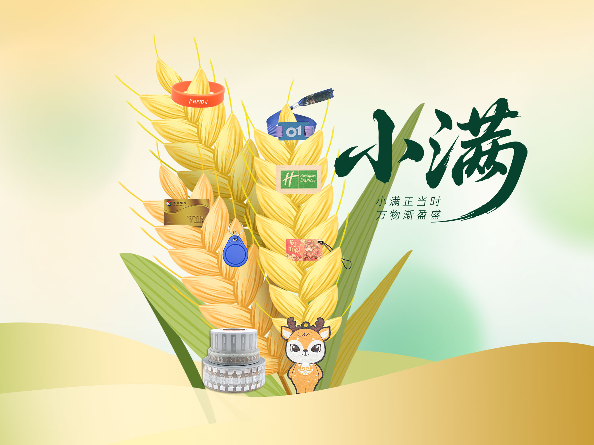 卡立方集團(tuán)RFID標(biāo)簽智能卡中料硅膠腕帶，小滿時(shí)節(jié)伴萬(wàn)物向豐而行